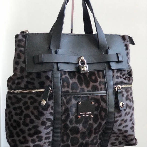 Rare Real Calf Hair Grey/Black Cheetah Print Jetsetter Backpack - Henri Bendel - Picture 6 of 12